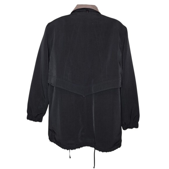 Fleet street womens black hooded rain coat soft shell jacket Coat size PM Petite - Picture 2 of 14